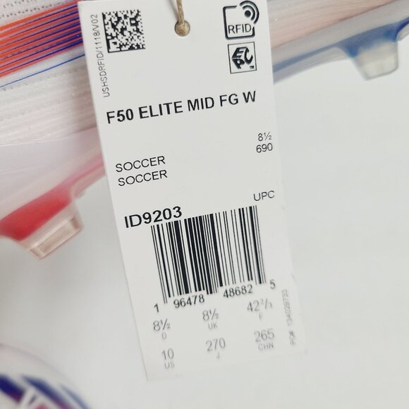 NEW Adidas Womens F50 Elite Mid FG Soccer Cleats ID9203 Size 10 White - Picture 8 of 10